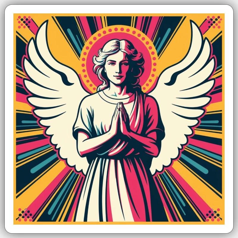 Schutzengel Pop-Art Sticker Größe S (10 x 10 cm)