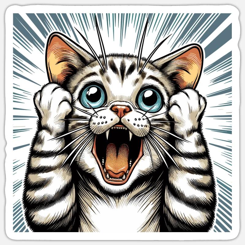 Chat choqué chat chat cadeau Sticker taille S (10 x 10 cm)