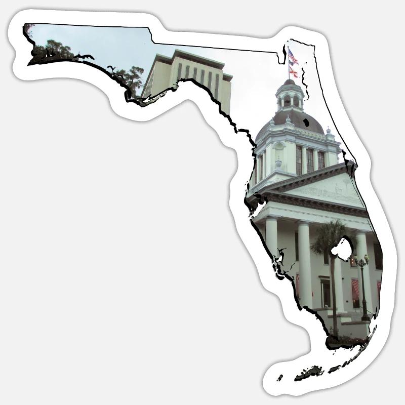 Florida State Capitol in Florida Map Sticker size S (10 x 10 cm)