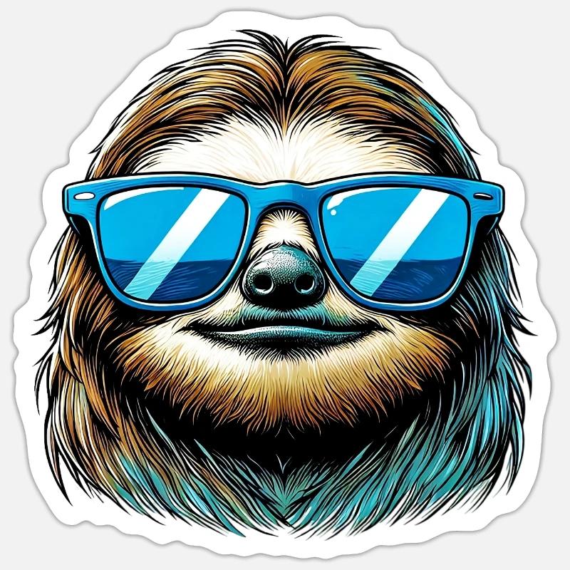 Faultier - Sticker Größe S (10 x 10 cm) - Mattweiß