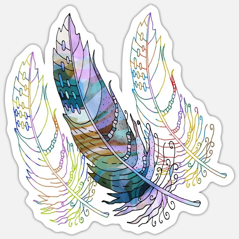 Feder - Sticker Größe S (10 x 10 cm) - Mattweiß