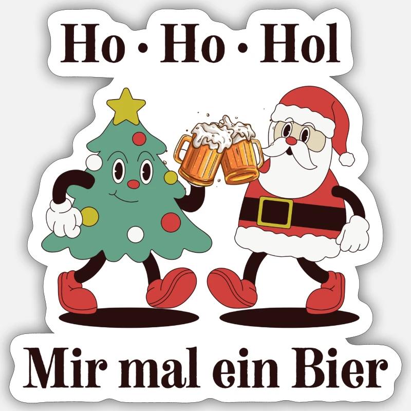 Ho Ho Hol mir mal ein Bier - Sticker Größe S (10 x 10 cm) - Mattweiß