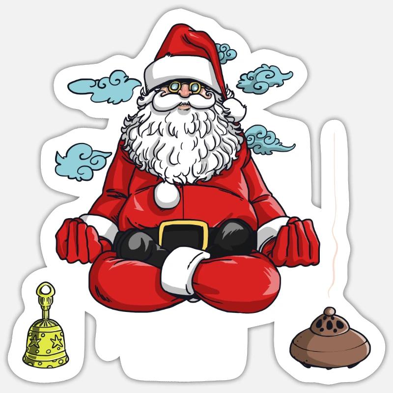 Zen-Weihnachtsmann - Sticker Größe S (10 x 10 cm) - Mattweiß