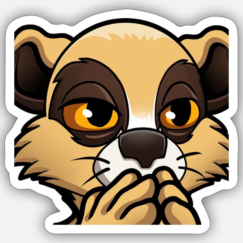 Suricate choqué - Sticker taille S (10 x 10 cm) - blanc mat