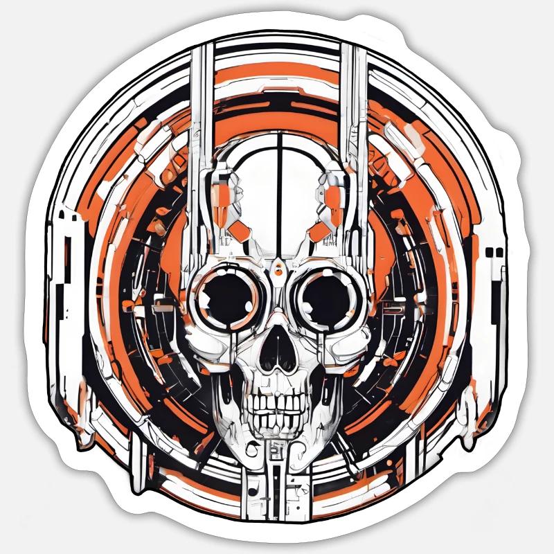 Techno Hardstyle Electro Robotics - Sticker size S (10 x 10 cm) - white matte