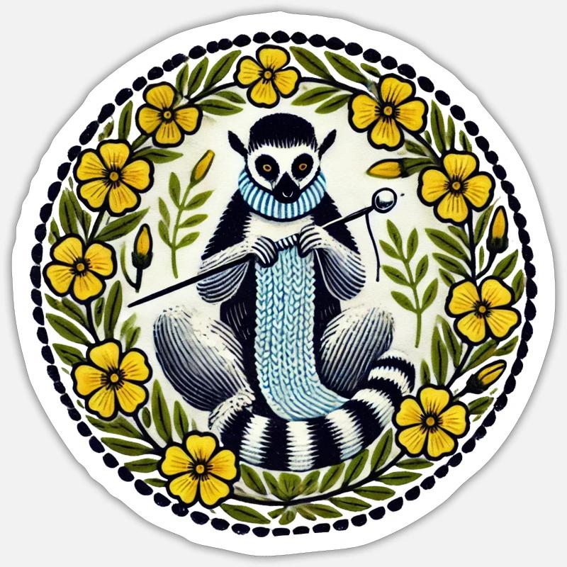 Lemur - Sticker Größe S (10 x 10 cm) - Mattweiß