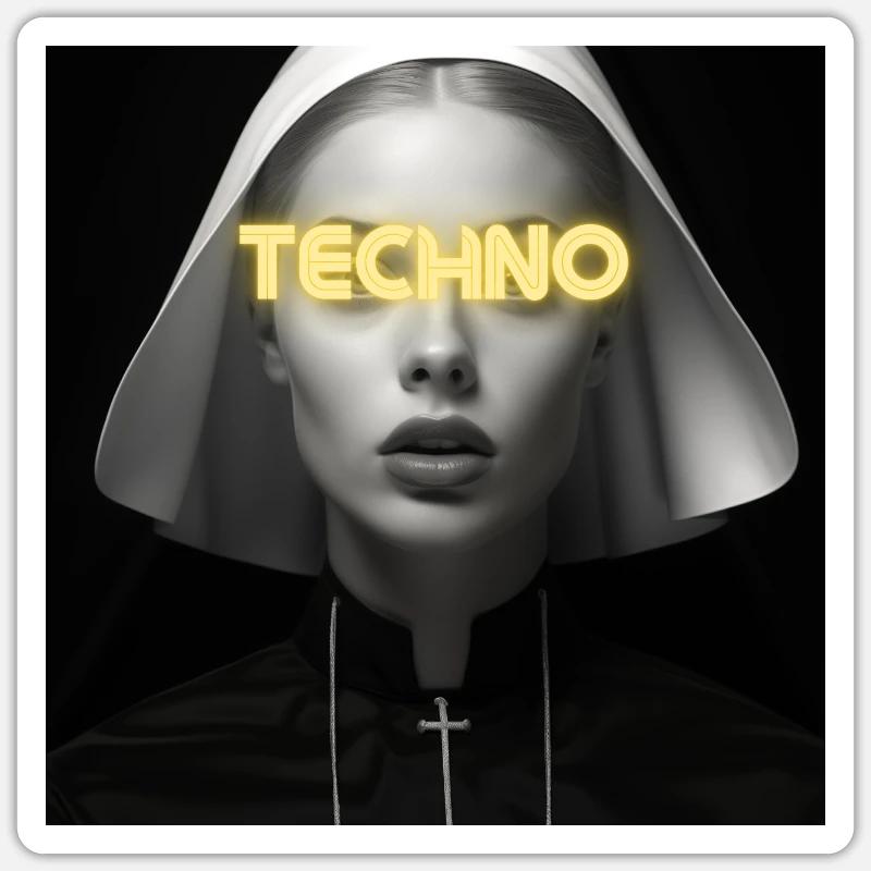 Douce nonne techno - Rave Design Sticker taille S (10 x 10 cm)