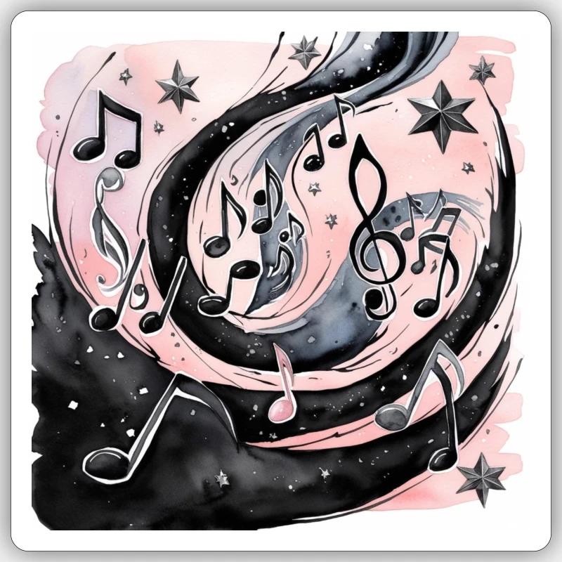 Music Black Light Notes Multiple Floating Heaven Sticker size S (10 x 10 cm)