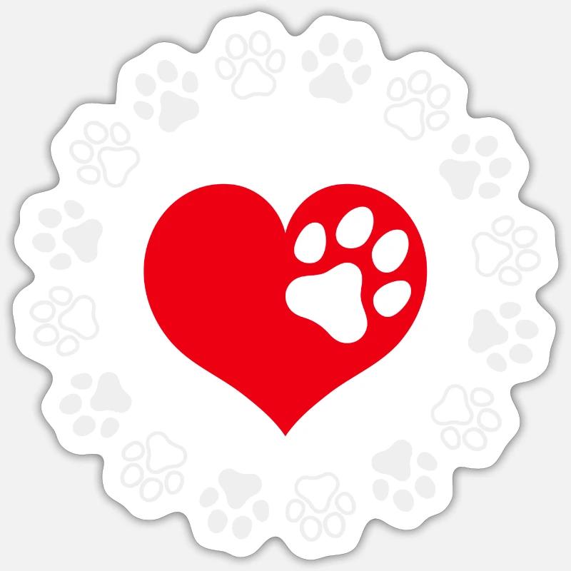 Ich liebe Hunde - Sticker Größe S (10 x 10 cm) - Mattweiß