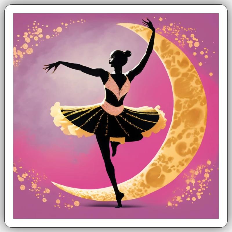 Danse de la lune - Sticker taille S (10 x 10 cm) - blanc mat