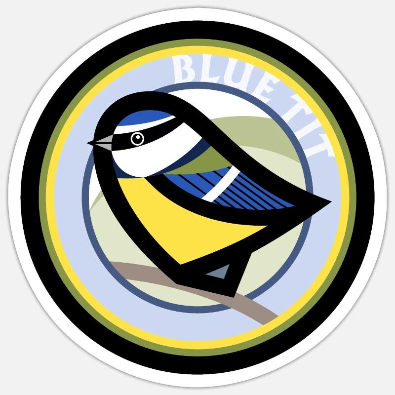 Mésange bleue - Sticker taille S (10 x 10 cm) - blanc mat