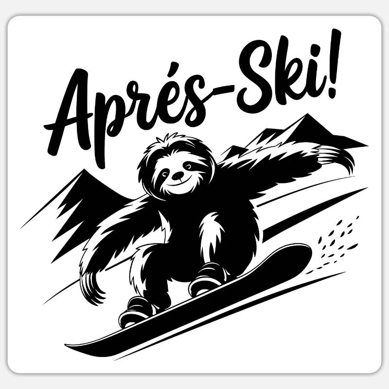 Sloth Sloth Snowboard Après-Ski - Sticker taille S (10 x 10 cm) - blanc mat