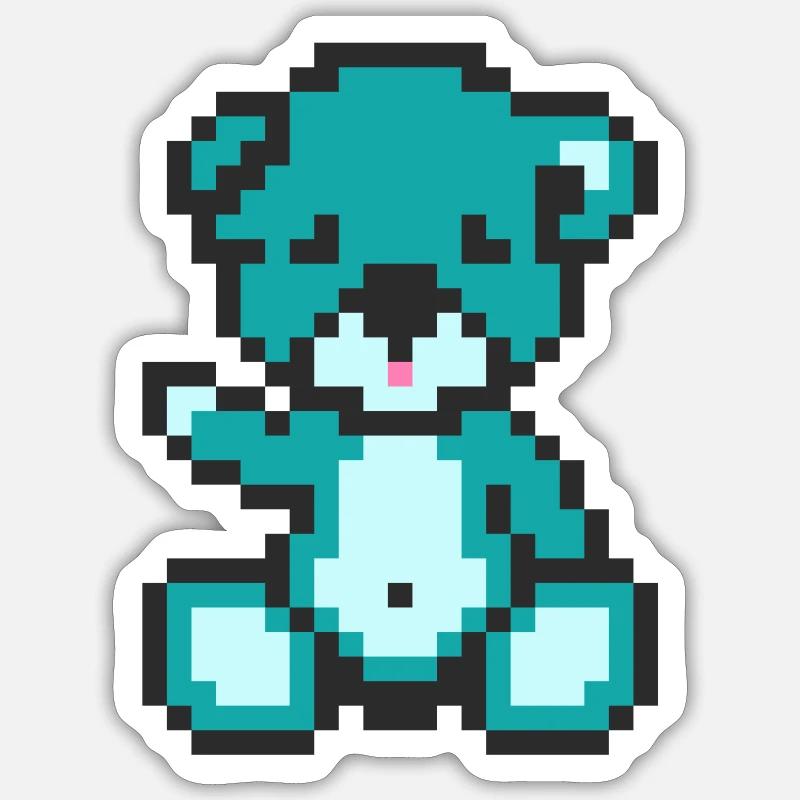 Pixel Bear Alien - Sticker size S (10 x 10 cm) - white matte