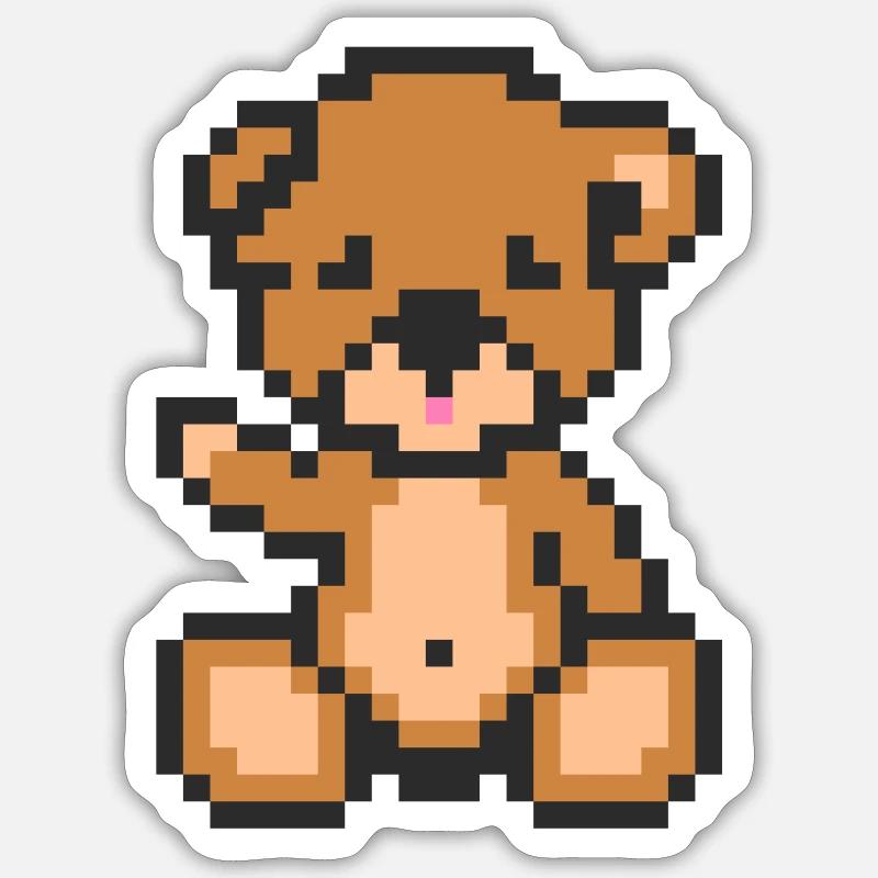 Pixel-Teddybär - Sticker Größe S (10 x 10 cm) - Mattweiß