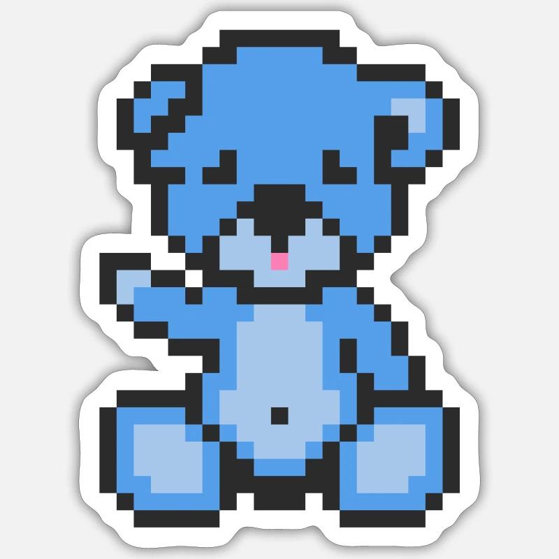 Pixel Bear Bluesky - Sticker size S (10 x 10 cm) - white matte