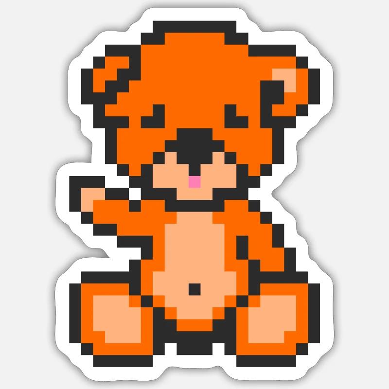Pixel Bear Orange - Sticker size S (10 x 10 cm) - white matte
