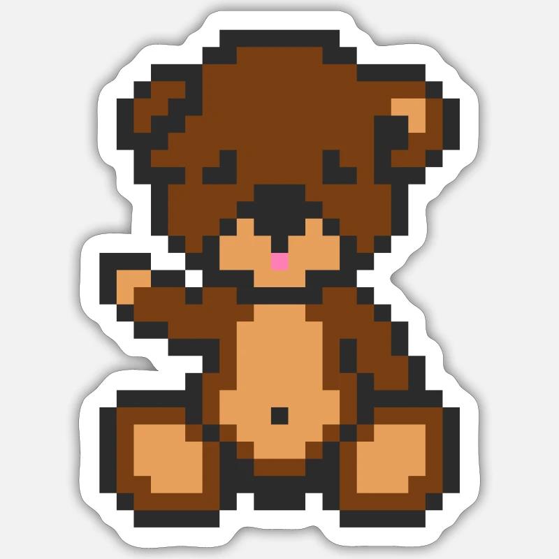 Pixel-Bär-Brownie - Sticker Größe S (10 x 10 cm) - Mattweiß