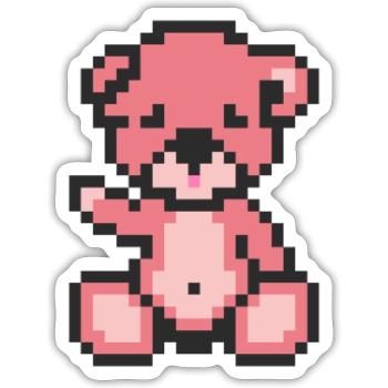 Pixel Bear Candy - Sticker size S (10 x 10 cm) - white matte - Front