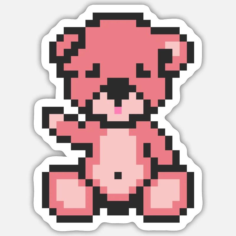 Pixelbär-Bonbons - Sticker Größe S (10 x 10 cm) - Mattweiß