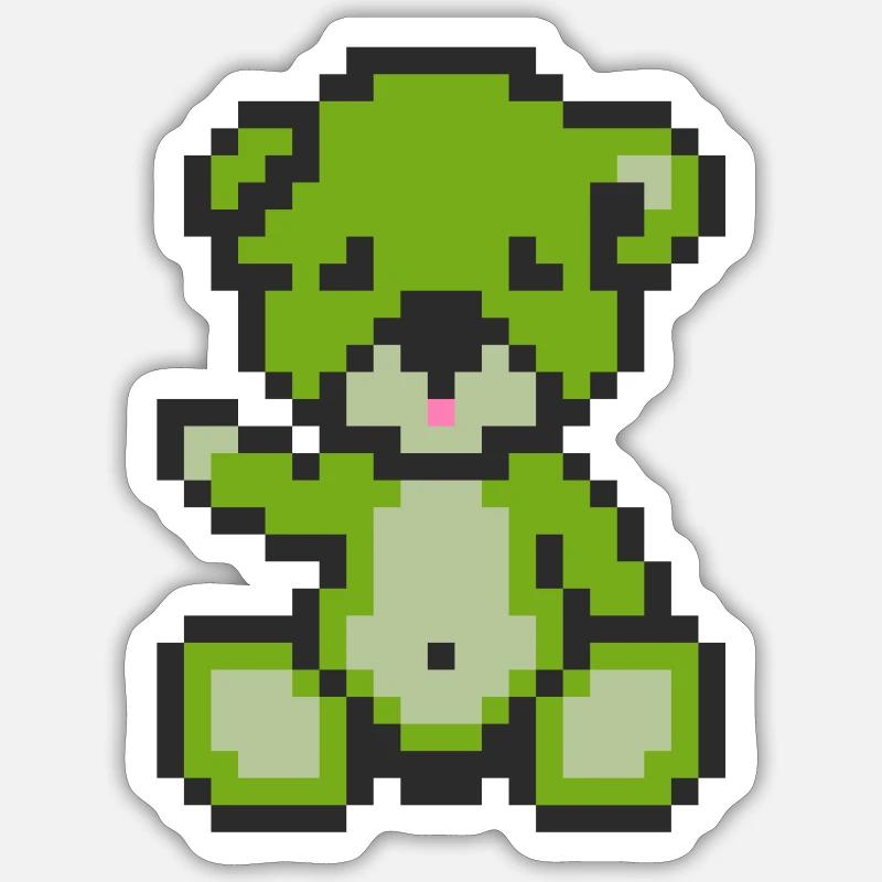 Pixel-Bär-Landschaft - Sticker Größe S (10 x 10 cm) - Mattweiß