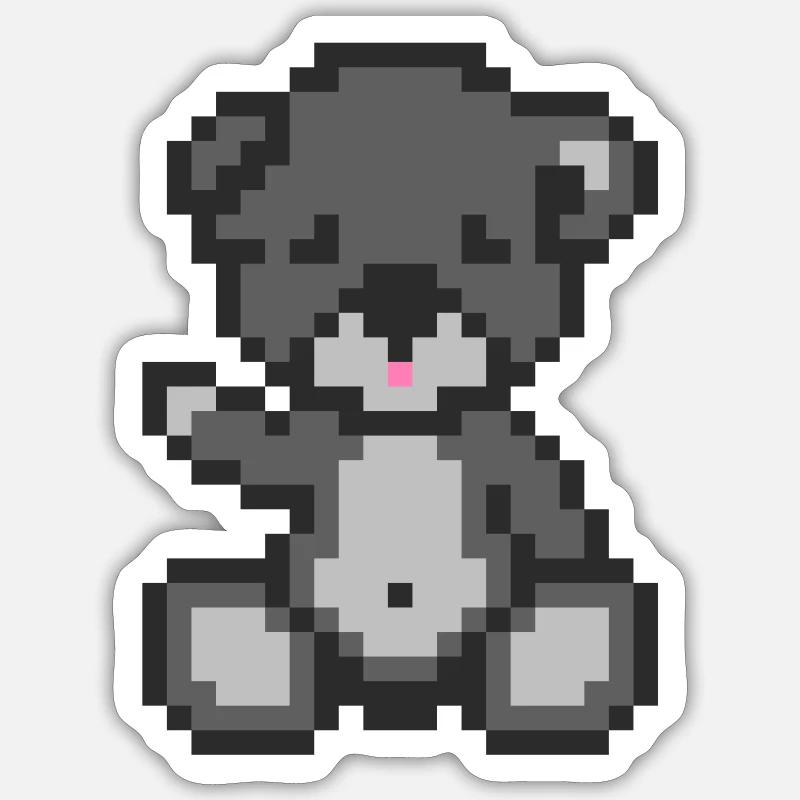 Pixel Bear Storm - Sticker taille S (10 x 10 cm) - blanc mat