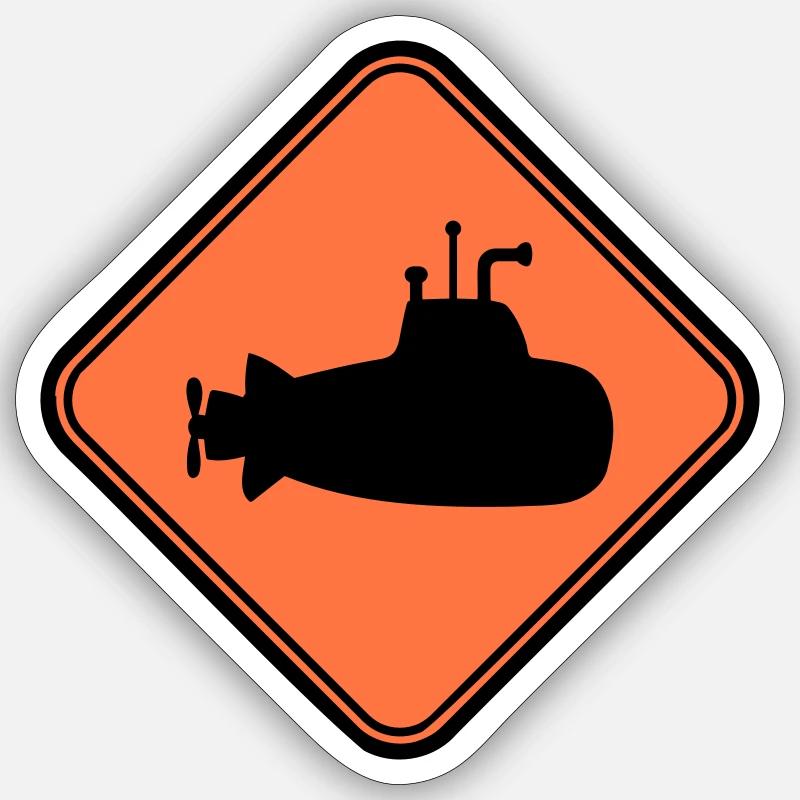 Submarine Shield Warning Warning Danger Notice Logo Sticker size S (10 x 10 cm)