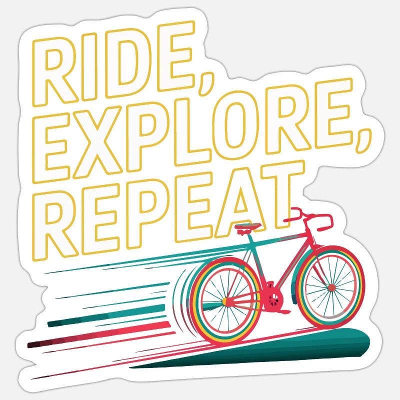 Ride Explore Repeat - Sticker taille S (10 x 10 cm) - blanc mat