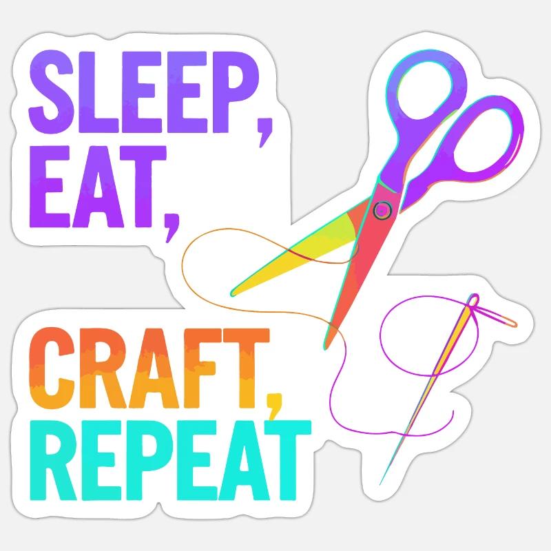 Dormir, manger, bricoler, répéter Sticker taille S (10 x 10 cm)