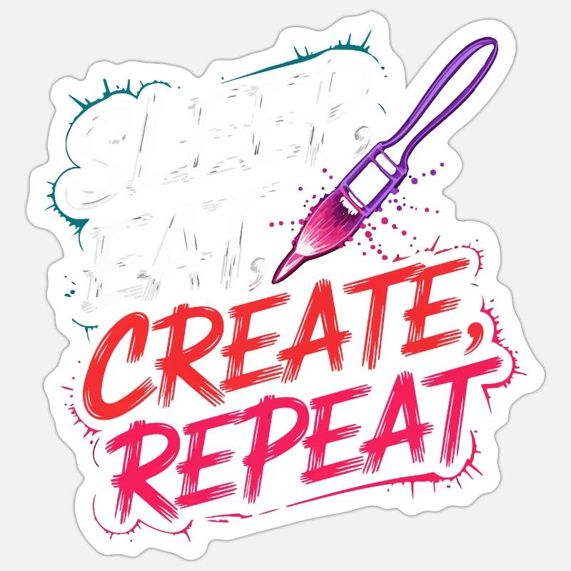 Sleep Eat Create Repeat - Sticker size S (10 x 10 cm) - white matte