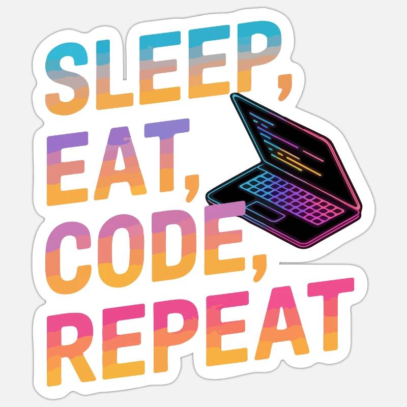 Dormir, manger, coder, répéter Sticker taille S (10 x 10 cm)