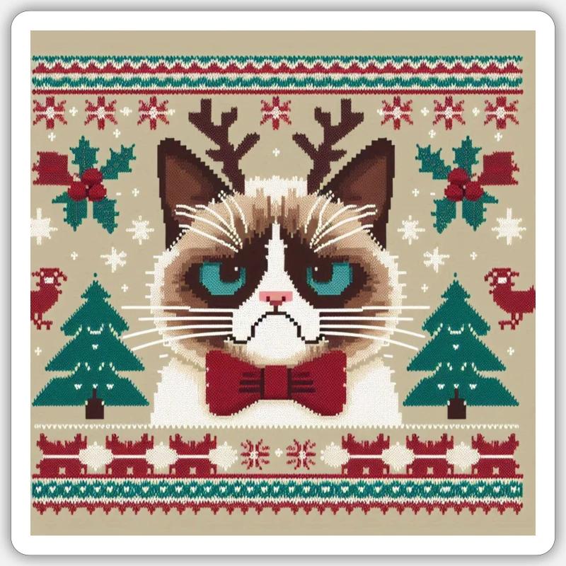 GRUMPY CHRISTMAS - - Sticker size S (10 x 10 cm) - white matte