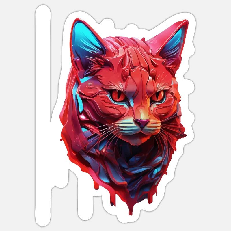 Katze - Sticker Größe S (10 x 10 cm) - Mattweiß