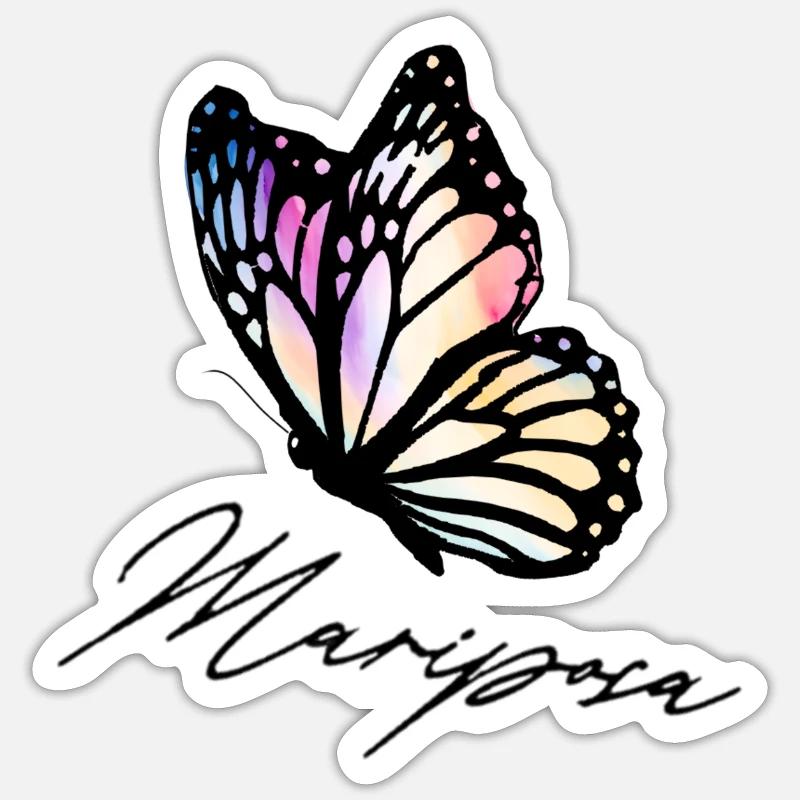papillon - Sticker taille S (10 x 10 cm) - blanc mat