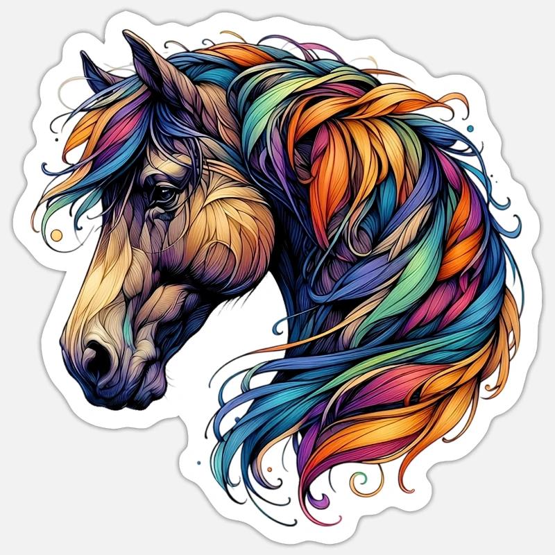 Cheval - Sticker taille S (10 x 10 cm) - blanc mat