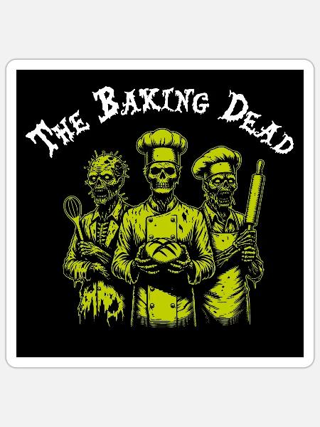 Baking Dead - backende Zombies - Sticker Größe S (10 x 10 cm) - Mattweiß