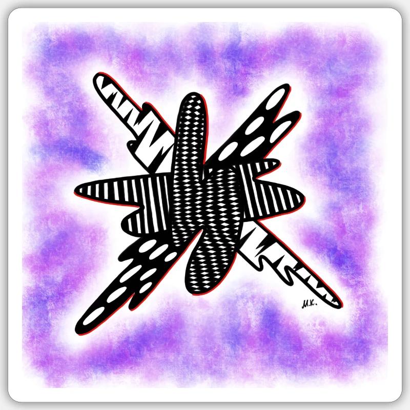 Creative patterned blob on violet Sticker size S (10 x 10 cm)