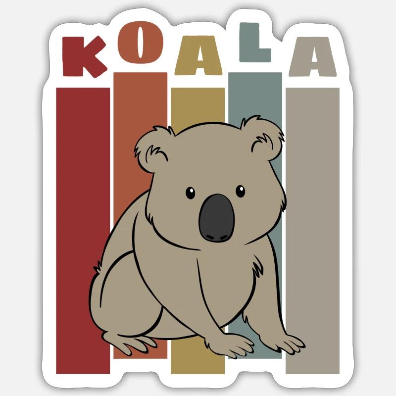 Koala Rétro - Sticker taille S (10 x 10 cm) - blanc mat