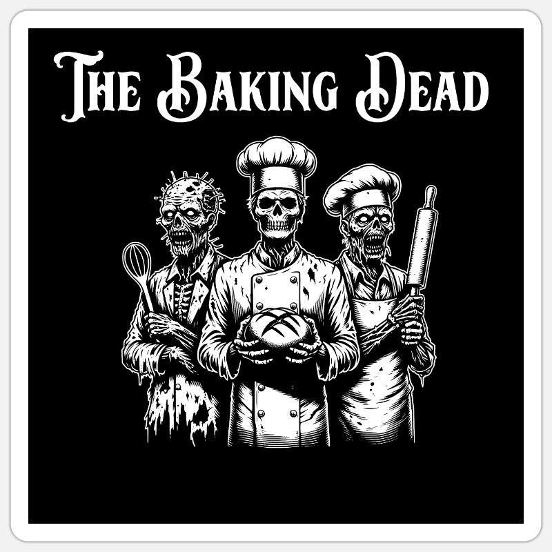 Baking Dead - backende Zombies - Sticker Größe S (10 x 10 cm) - Mattweiß