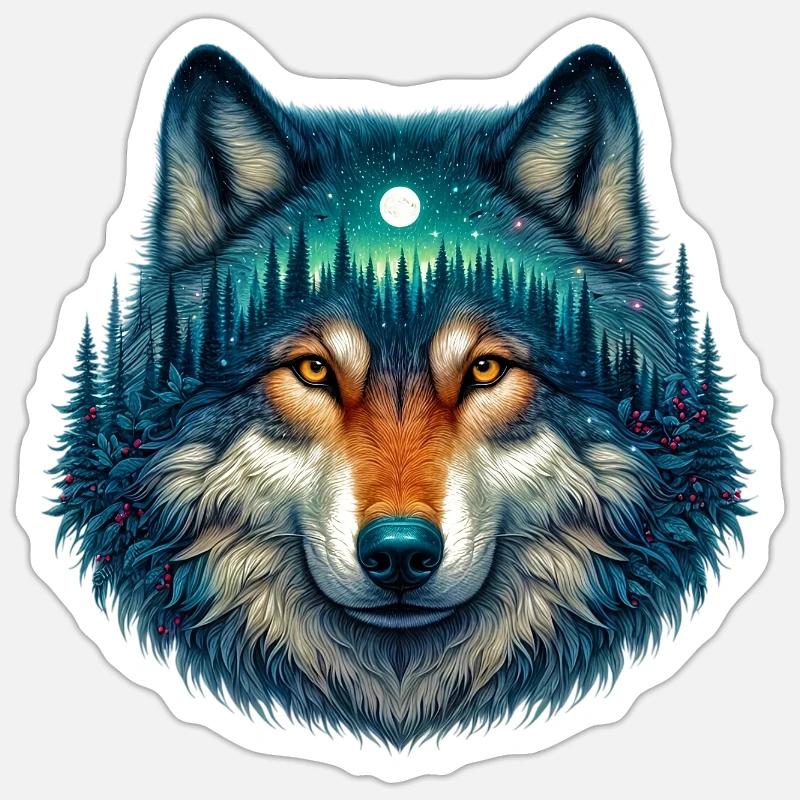 Wolf - Sticker Größe S (10 x 10 cm) - Mattweiß