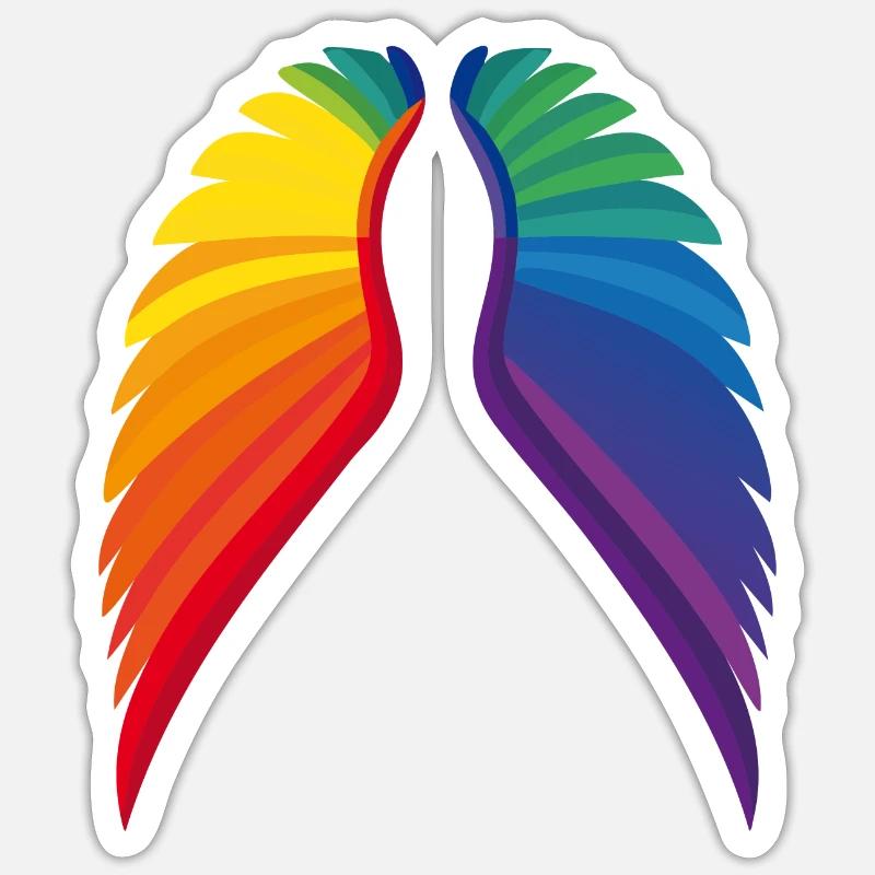 Rainbow Pride Wings - Sticker size S (10 x 10 cm) - white matte