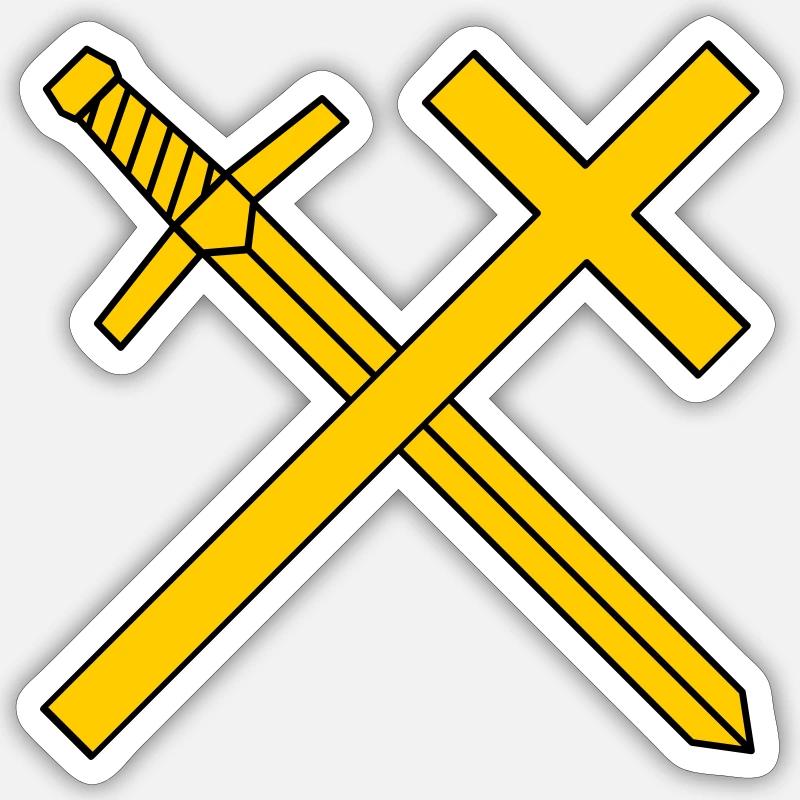 Croix et épée Sticker taille S (10 x 10 cm)