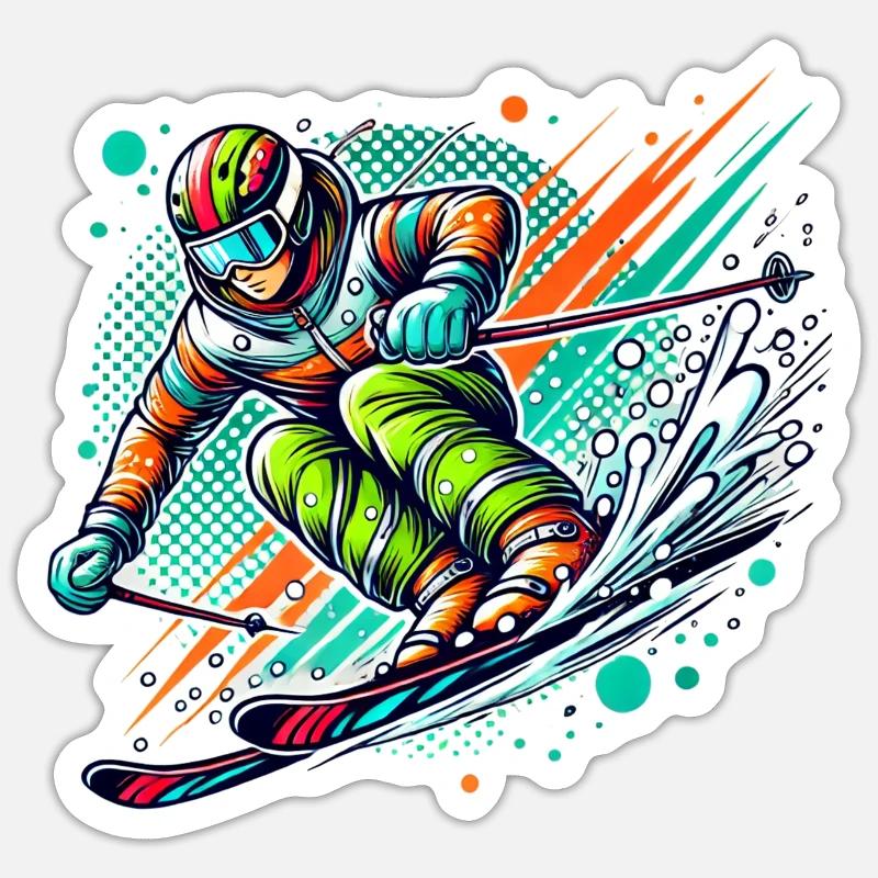 ski abfahrt Sticker Größe S (10 x 10 cm)