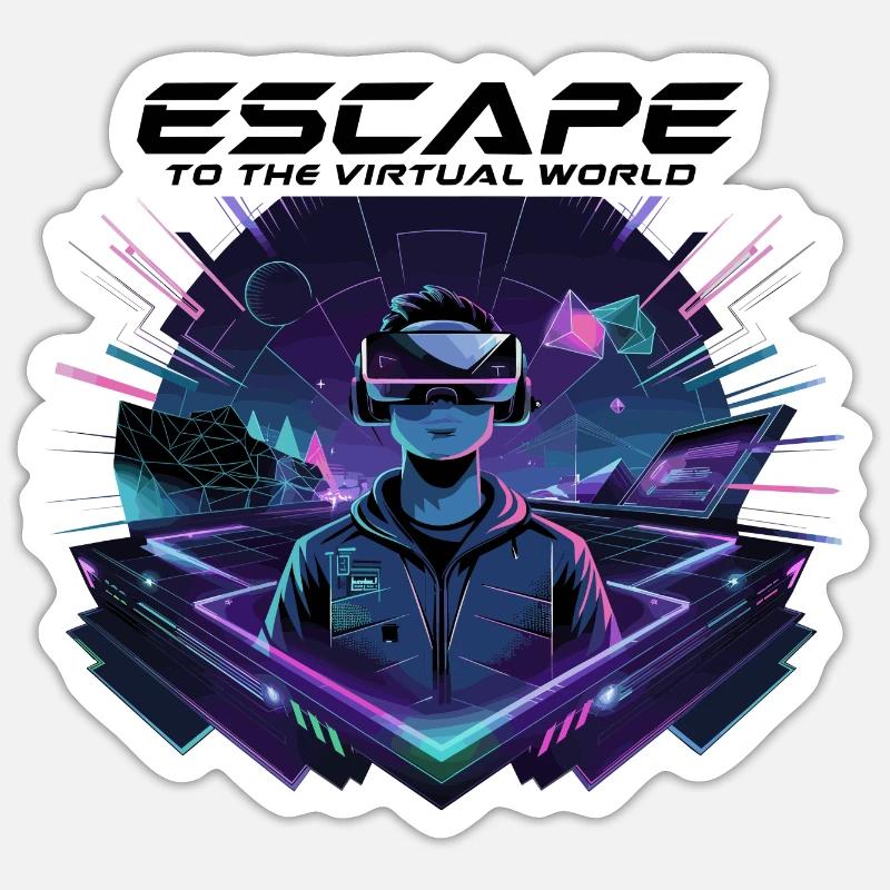 Évadez-vous dans le monde virtuel – Future VR-Design Sticker taille S (10 x 10 cm)