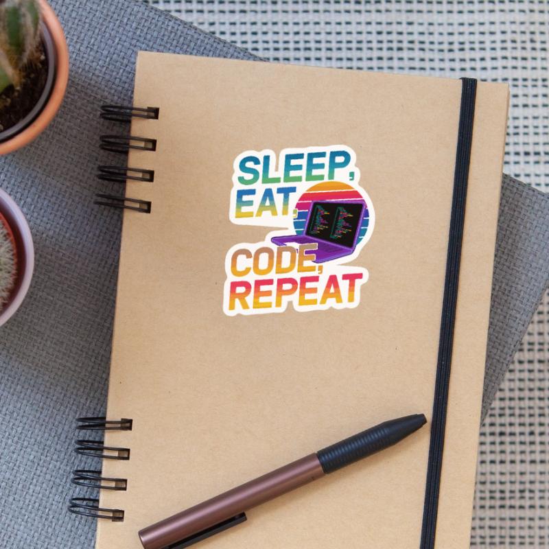 Sleep Eat Code Repeat Gift For Coder Sticker size S (10 x 10 cm)