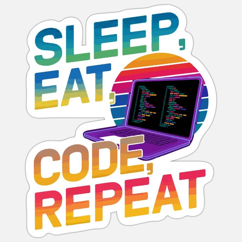 Sleep Eat Code Repeat Gift pour Coder Sticker taille S (10 x 10 cm)
