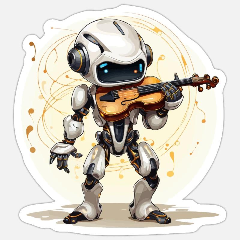 Le Maestro Robotique - Sticker taille S (10 x 10 cm) - blanc mat