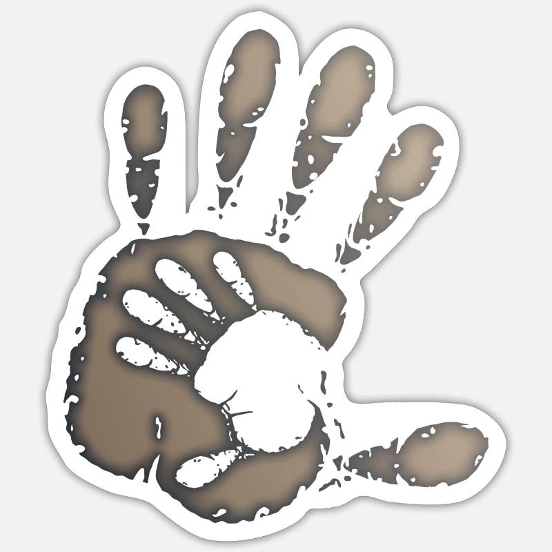 MAINS - GRIS - Sticker taille S (10 x 10 cm) - blanc mat