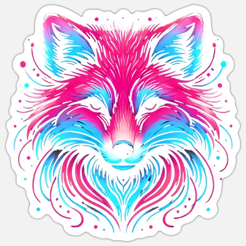 Neon Fox Glow Illustration Design - Sticker size S (10 x 10 cm) - white matte