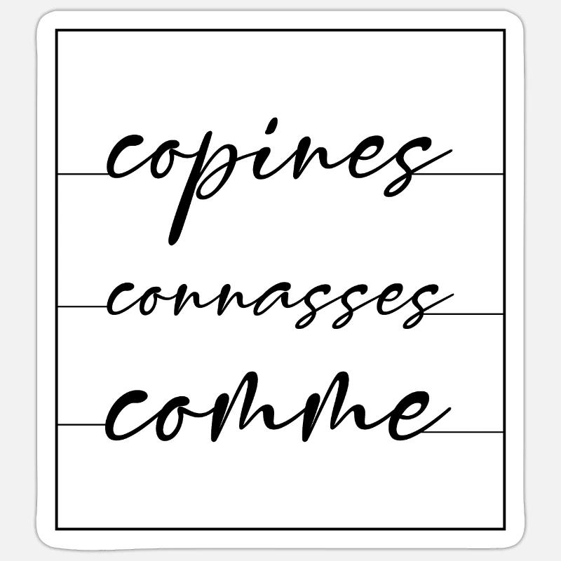 copines comme connasses - Sticker taille S (10 x 10 cm) - blanc mat
