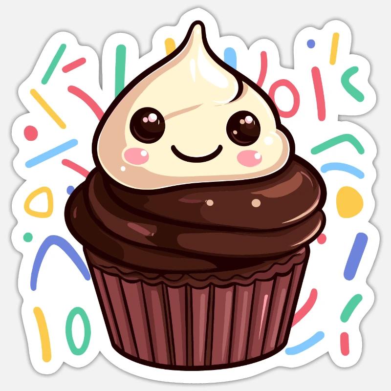 Muffin Cookie Törtchen - Sticker Größe S (10 x 10 cm) - Mattweiß